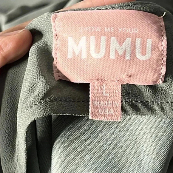 Show Me Your MuMu Verona Deep Sage Cowl Neck Chiffon Overlay Dress Size L - Picture 9 of 10